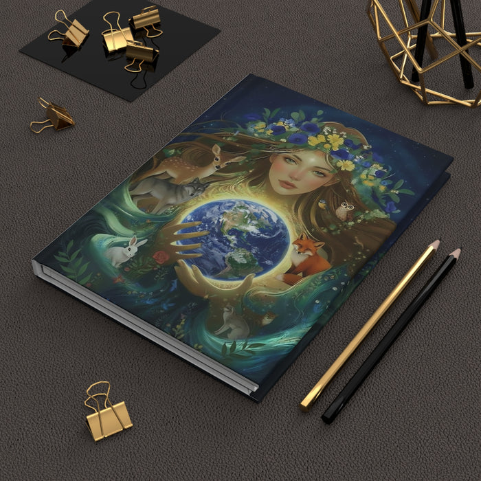 Gaia Earth Goddess Journal, Nature and Wildlife Inspired Notebook, Earth Day Journal