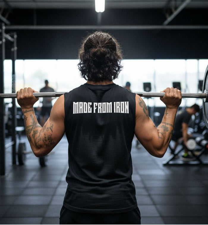 Made From Iron Muscle T-Shirt, Gym Motivation Back Design, Workout Muscle Top, Gym Shirt