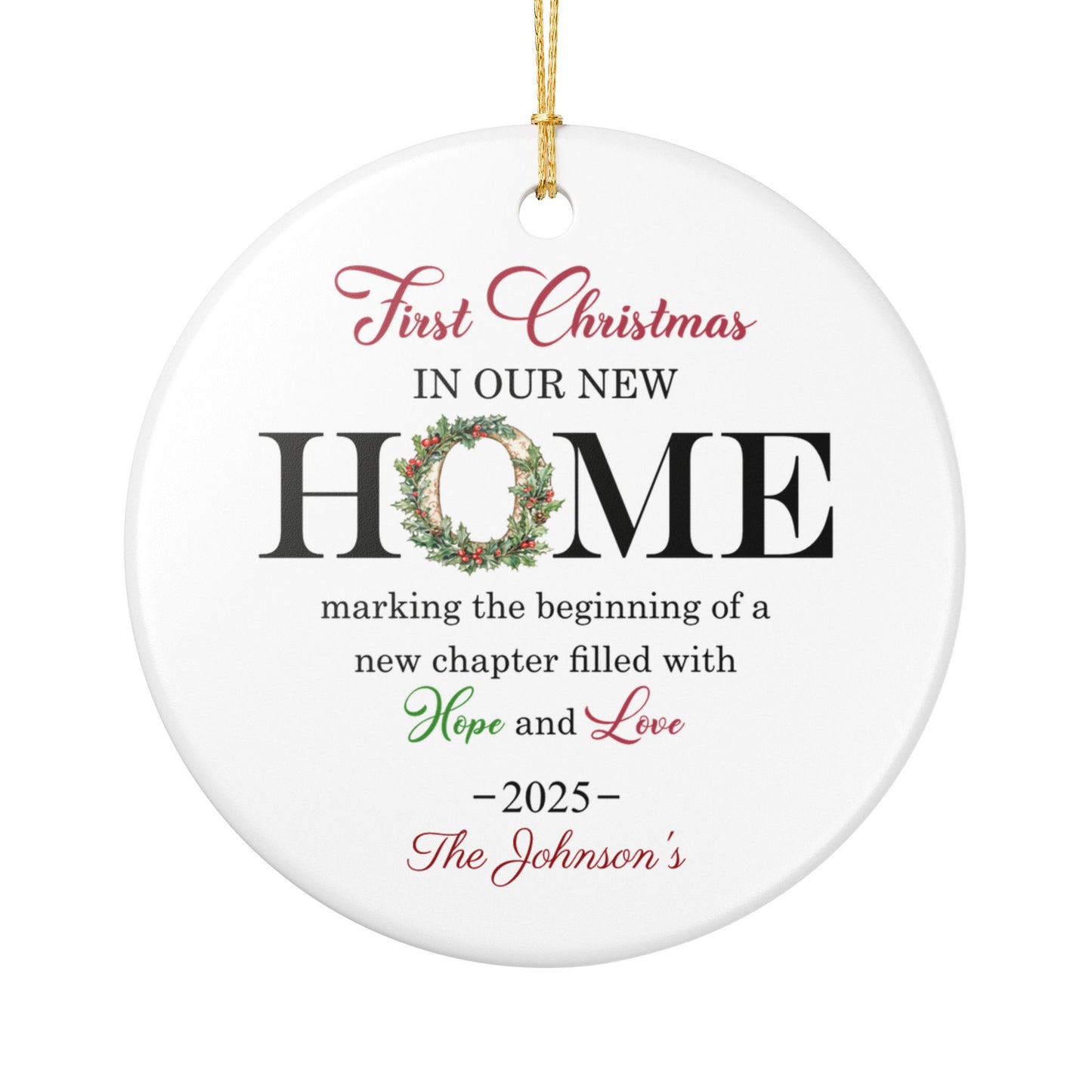 Personalized First Christmas Home Ornament, Gift for New Homeowners, Holiday Decoration for Family, Keepsake for Christmas 2025