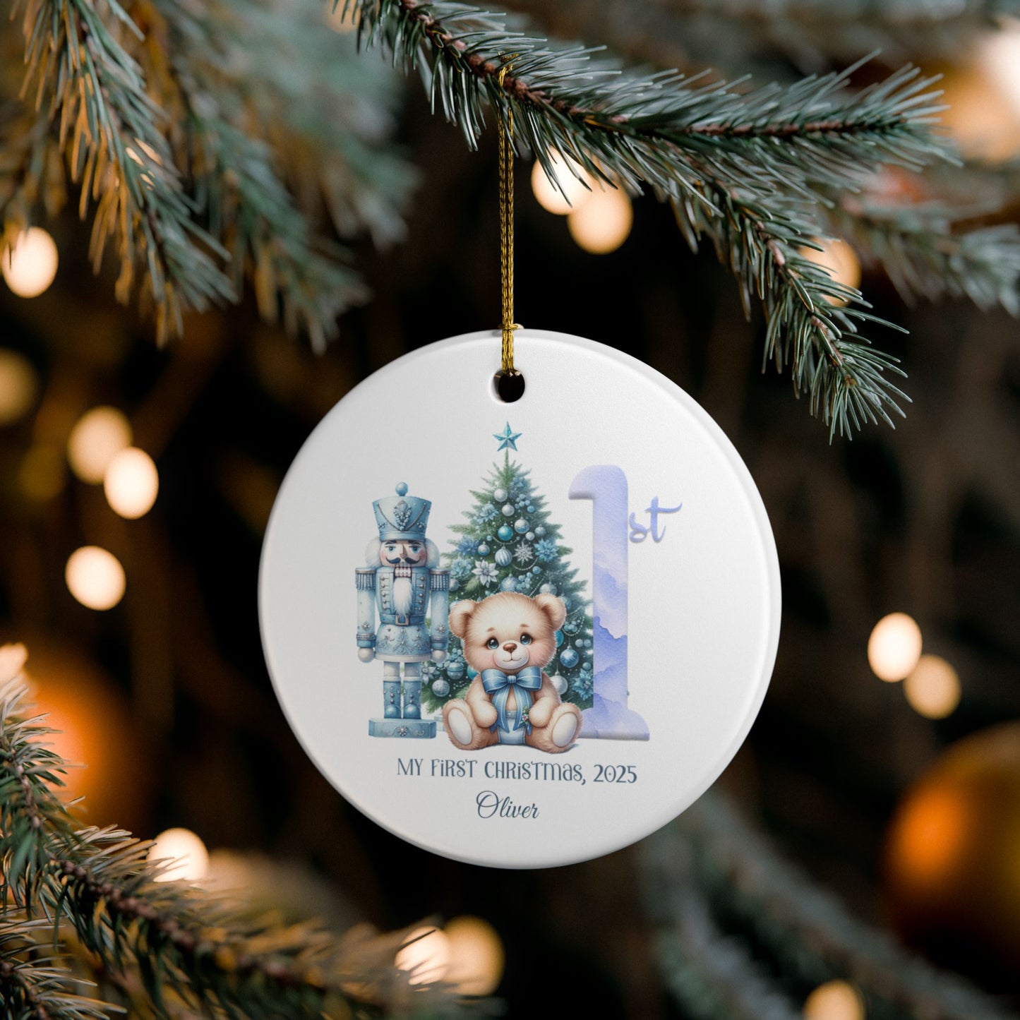 Personalized Baby First Christmas Ornament, Baby Boy First Christmas, Keepsake Ornament, 2025 Christmas Gift