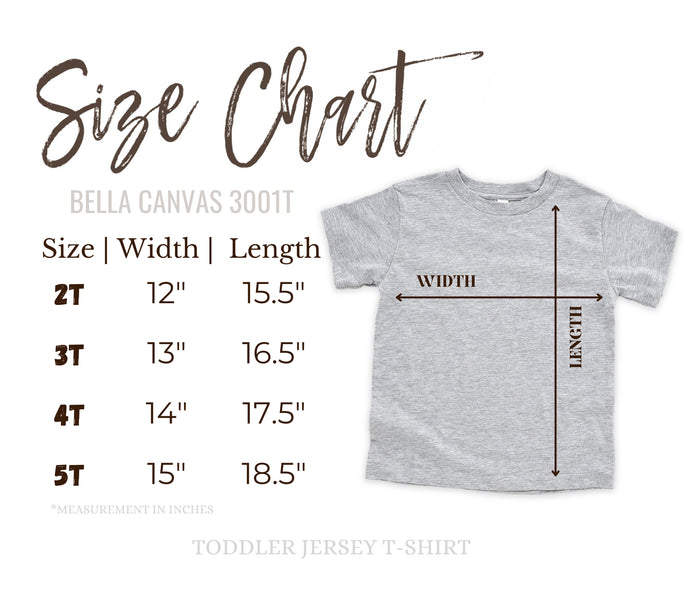 Bella Canvas 3001 Toddler Size Chart