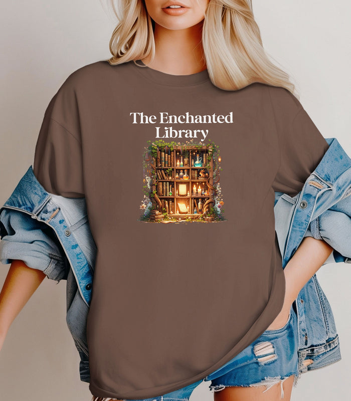 The Enchanted Library T-Shirt – Witchy Book Lover Tee with Magical Vibes