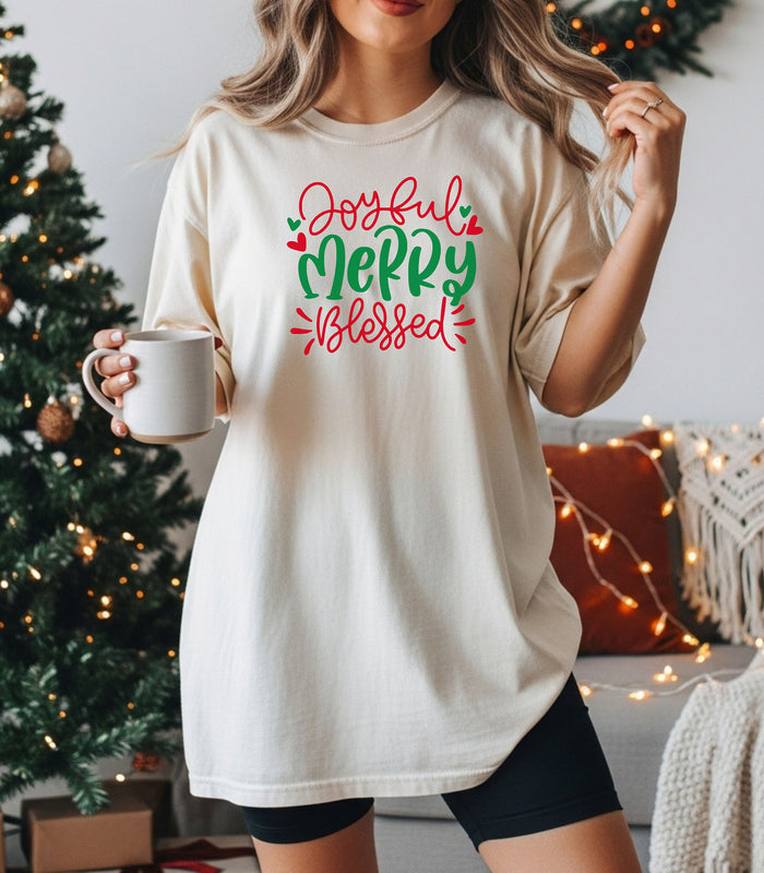 Joyful Merry Blessed T-Shirt, Christmas, and Gift Giving