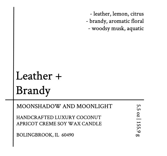 Leather & Brandy Candle, Bold & Sophisticated Scent
