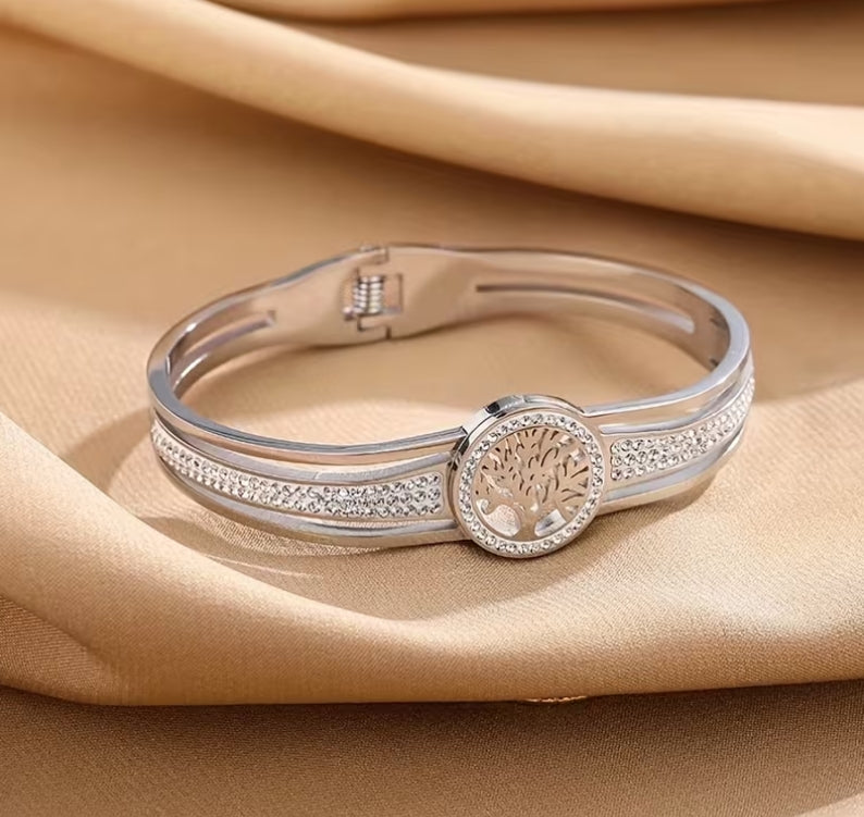Tree of Life Sparkle Cuff Bracelet | Elegant Nature-Inspired Jewelry