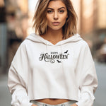 Happy Halloween Cropped Hooded Sweatshirt, Cute & Spooky Style