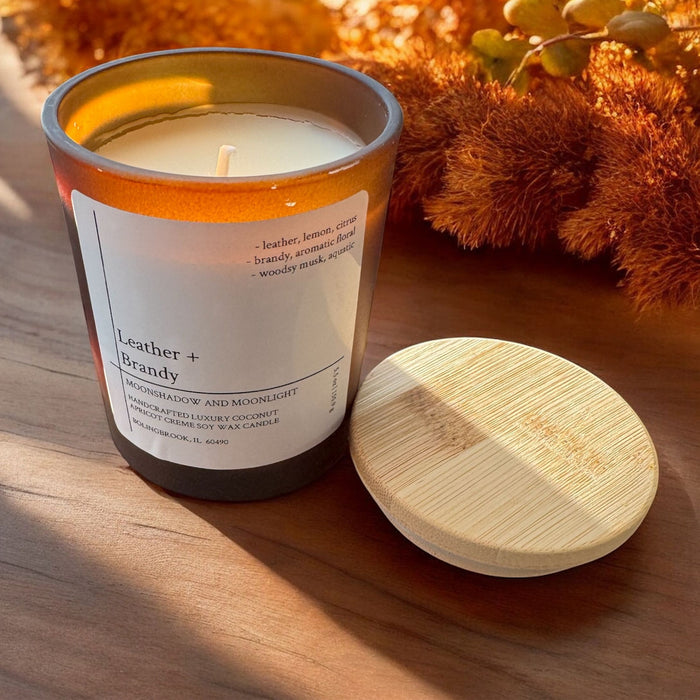 Leather & Brandy Candle, Bold & Sophisticated Scent