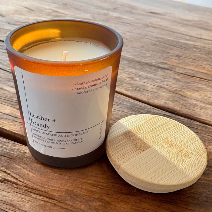 Leather & Brandy Candle, Bold & Sophisticated Scent