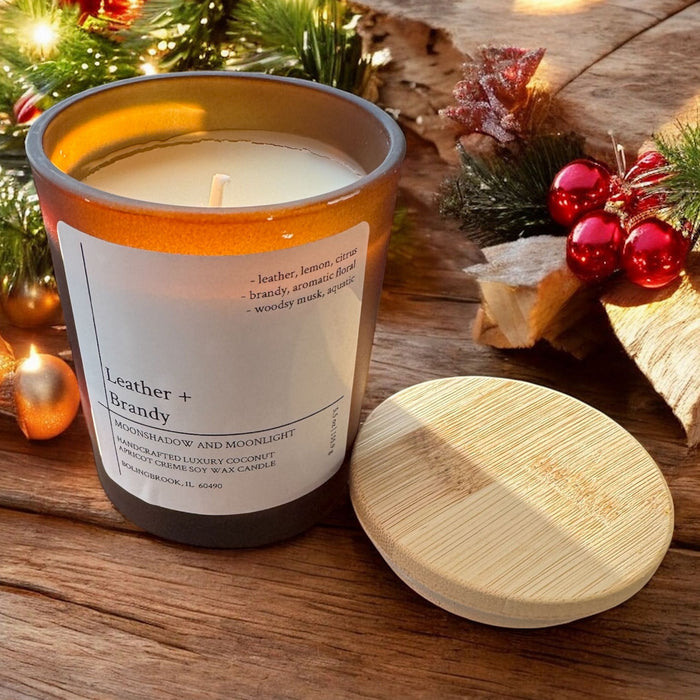 Leather & Brandy Candle, Bold & Sophisticated Scent