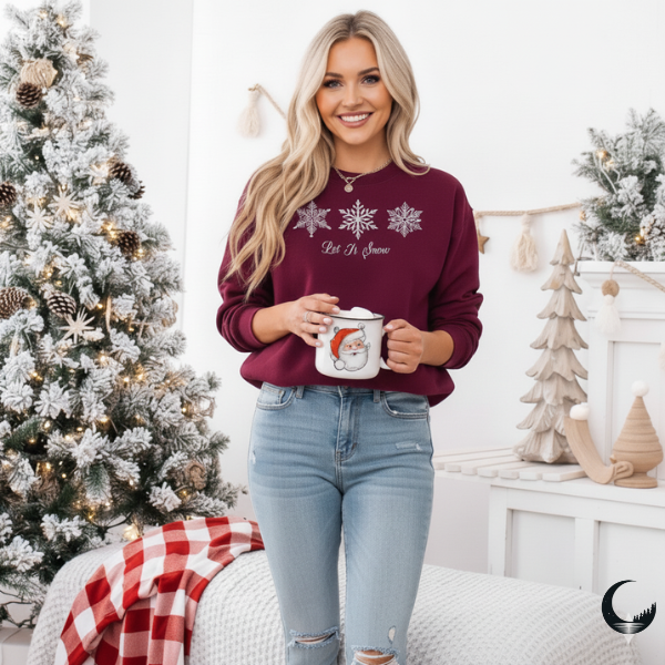 Let It Snow Snowflake Sweatshirt, Elegant Winter Snowflakes, Holiday Gift, Christmas Sweater, Winter Outfit
