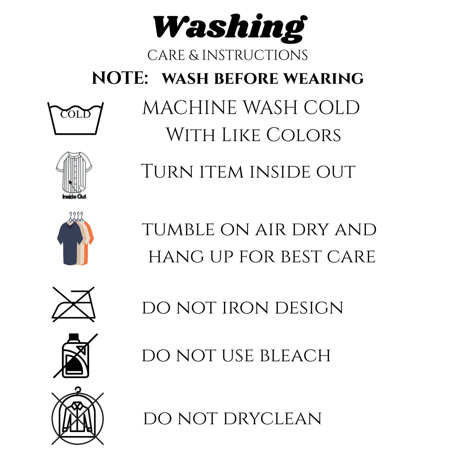 Washing Care & Instructions