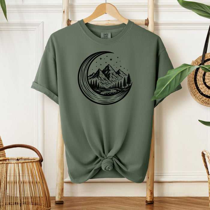Wilderness Adventure T-Shirt – Moon, Mountains & Forest Graphic Tee
