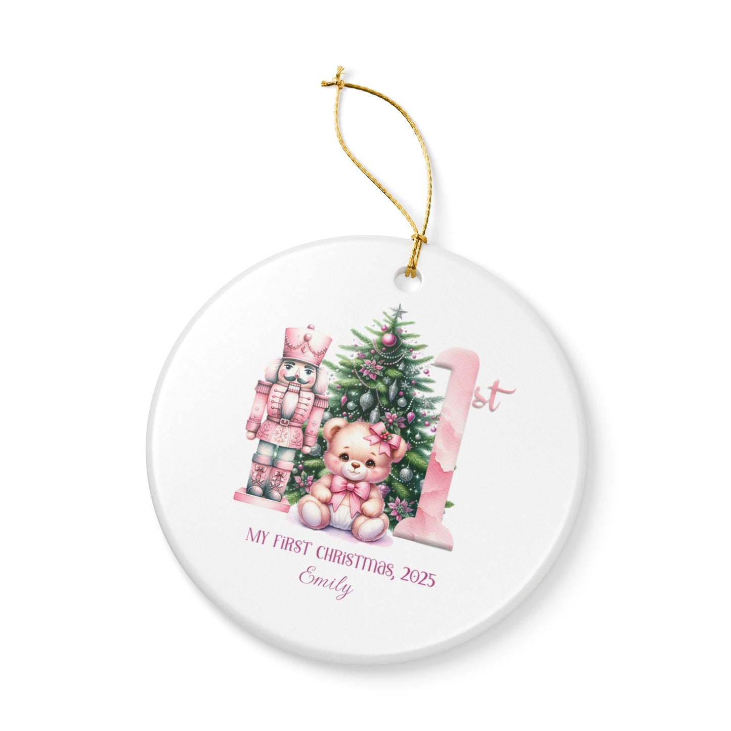 Personalized Baby's 1st Christmas Ornament, Baby Girl Christmas Ornament, Nutcracker Theme, Holiday Keepsake
