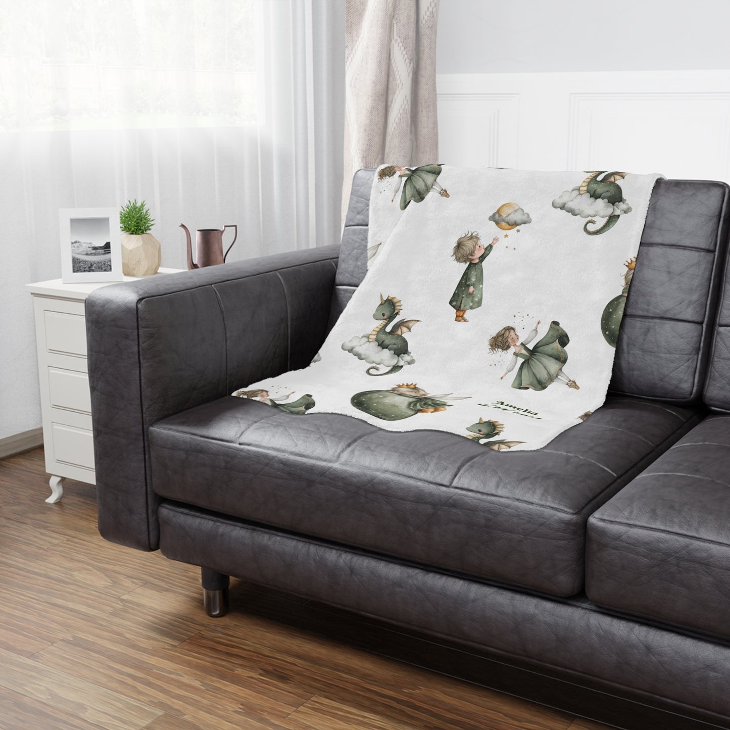 Personalized Whimsical Children's Fairytale Blanket, Nursery Decor, Fantasy Themed Blanket, Soft Plush Throw