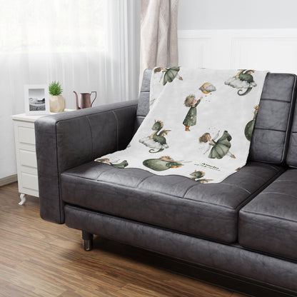 Personalized Whimsical Children's Fairytale Blanket, Nursery Decor, Fantasy Themed Blanket, Soft Plush Throw