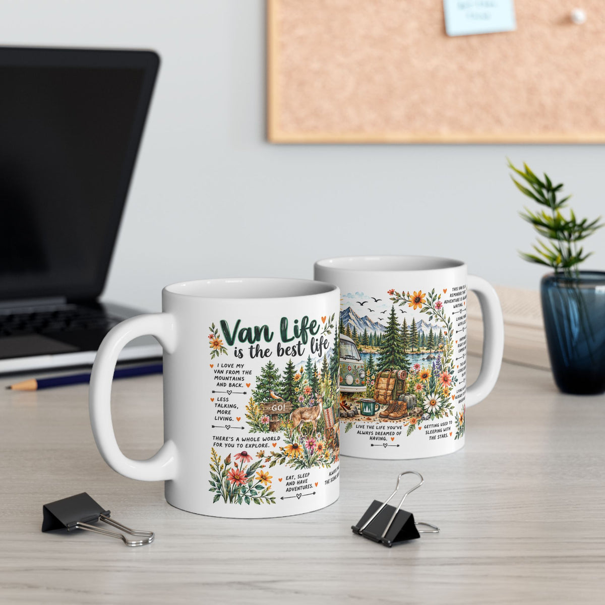 Van Life Is the Best Life Boho Camping Mug, Camper Van Adventure Mug