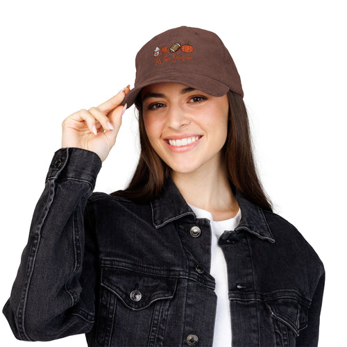 Embroidered Tis The Season Vintage Corduroy Cap, Fall Coffee, Football & Pumpkin Hat