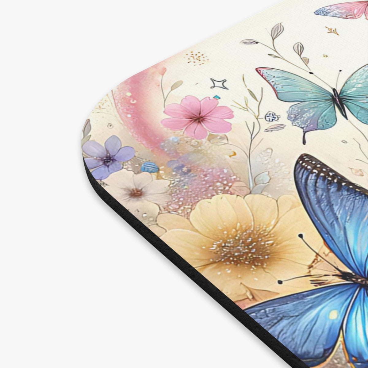 Enchanted Butterfly Mouse Pad, Whimsical Boho Floral Design
