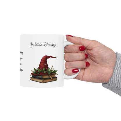 Yuletide Blessings Mug, Festive Witch Hat Coffee Mug, Winter Solstice Gift, Gift for Pagan Holiday