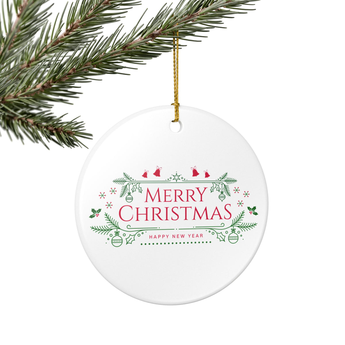 Merry Christmas Ceramic Ornament, Holiday Decor, Xmas Tree Hanging, Festive Gift, New Year Decoration