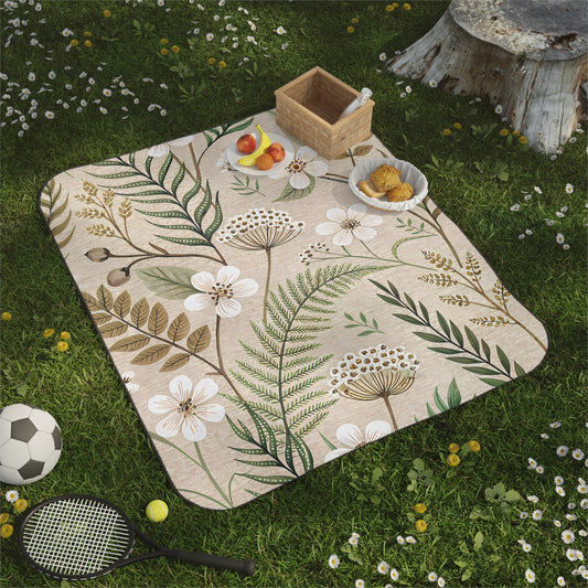 Boho Botanical Wildflower Picnic Blanket