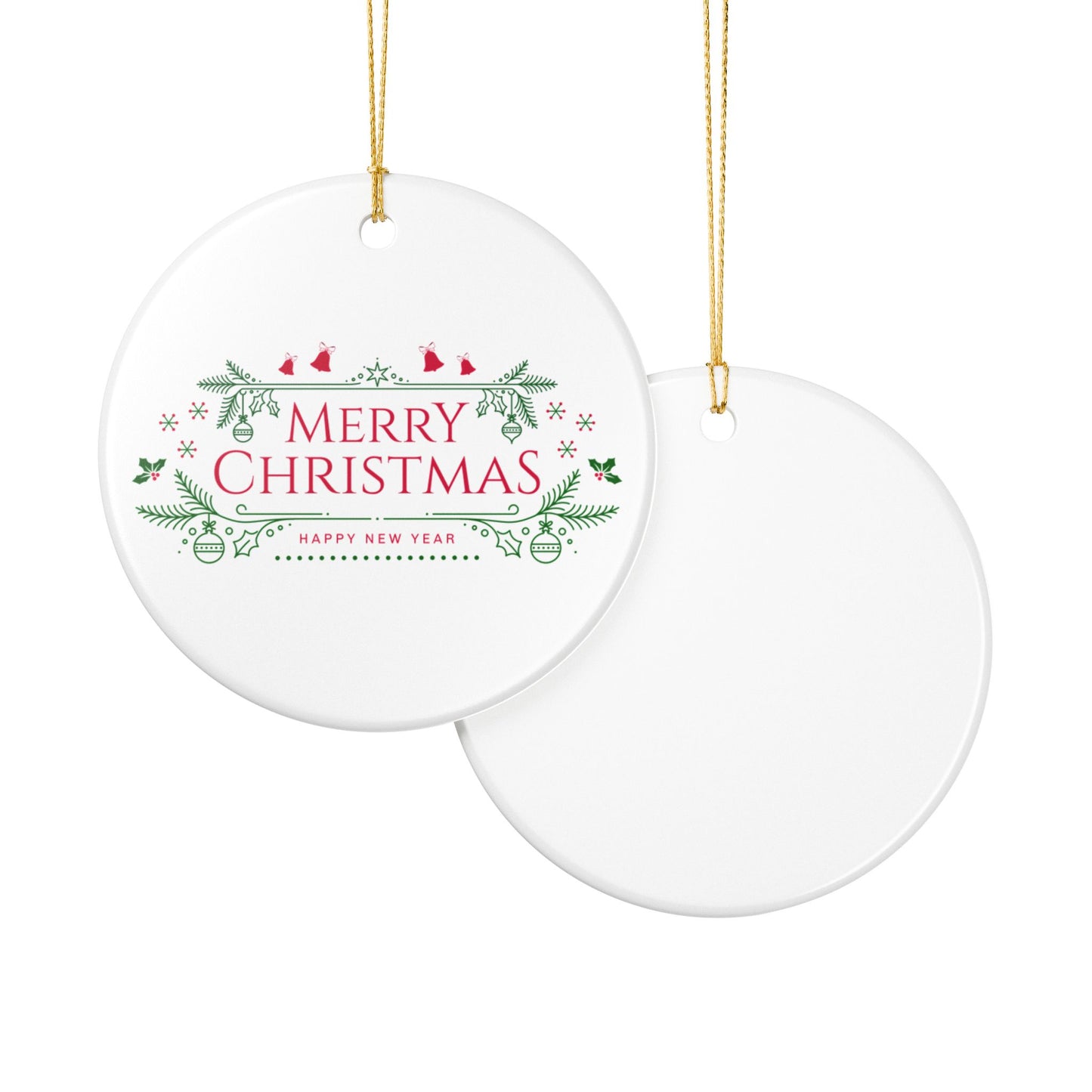 Merry Christmas Ceramic Ornament, Holiday Decor, Xmas Tree Hanging, Festive Gift, New Year Decoration