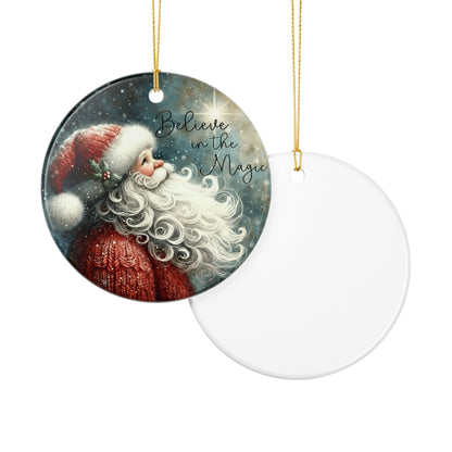 Believe in the Magic Santa Ornament, Vintage Christmas Keepsake