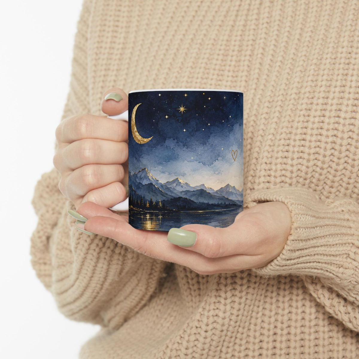 Be the Change Inspirational Mug – Celestial Mountain & Moon Design
