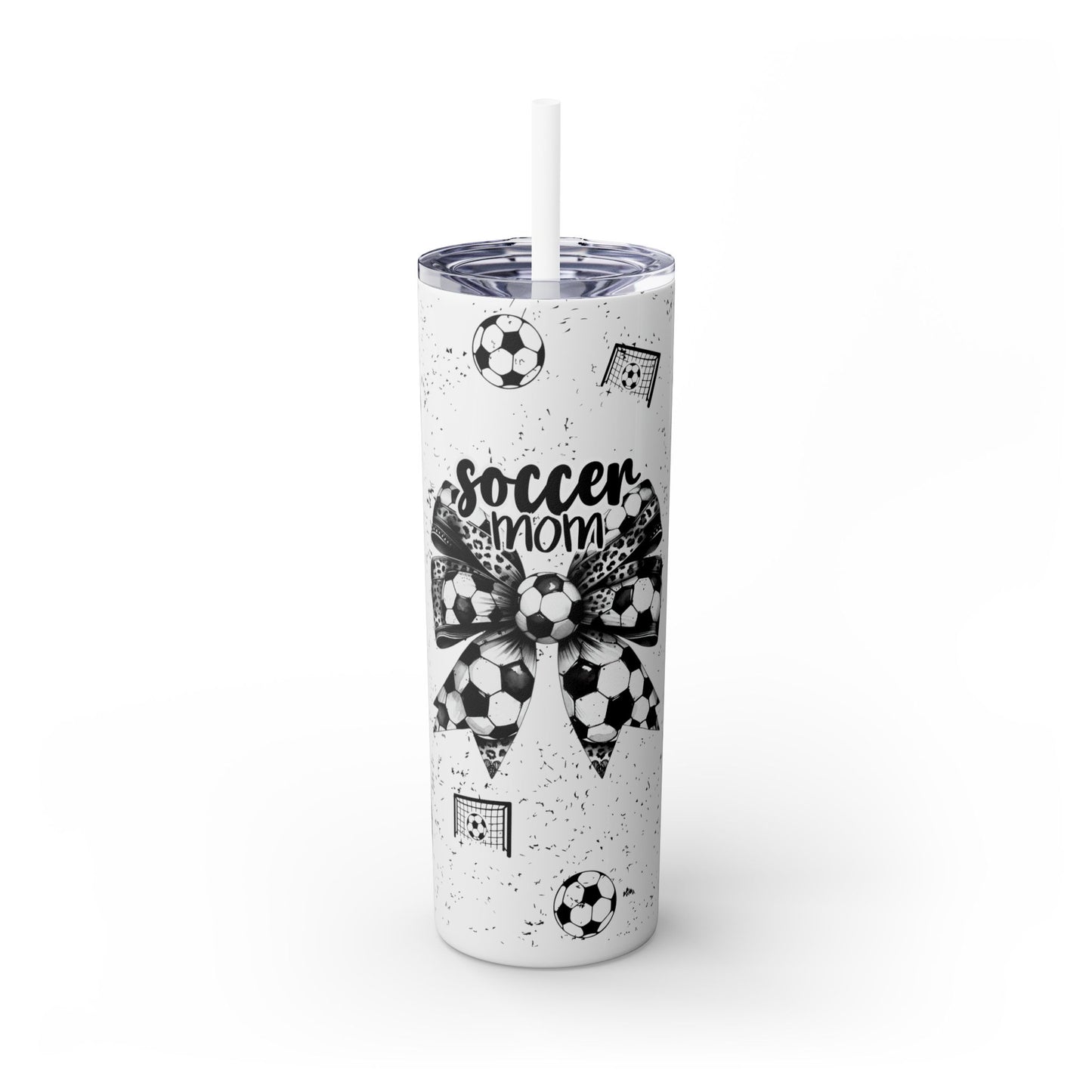 Soccer Mom Tumbler – Leopard Print Coquette Bow & Soccer Ball Design