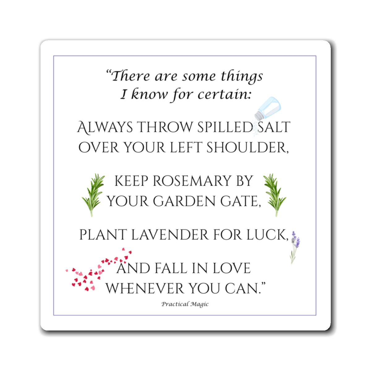 Practical Magic Quote Magnet – Always Throw Salt, Witchy Kitchen Decor