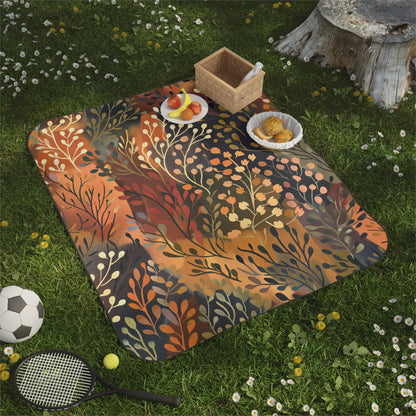 Boho Wildflower Picnic Blanket, Colorful Botanical Outdoor Blanket