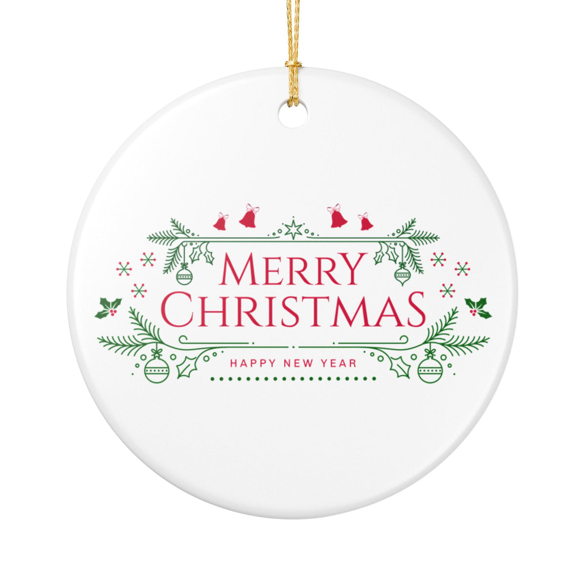 Merry Christmas Ceramic Ornament, Holiday Decor, Xmas Tree Hanging, Festive Gift, New Year Decoration