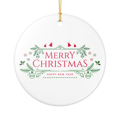 Merry Christmas Ceramic Ornament, Holiday Decor, Xmas Tree Hanging, Festive Gift, New Year Decoration