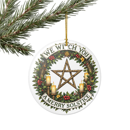 We Witch You a Merry Solstice Ornament, Pagan Yule Wreath Décor
