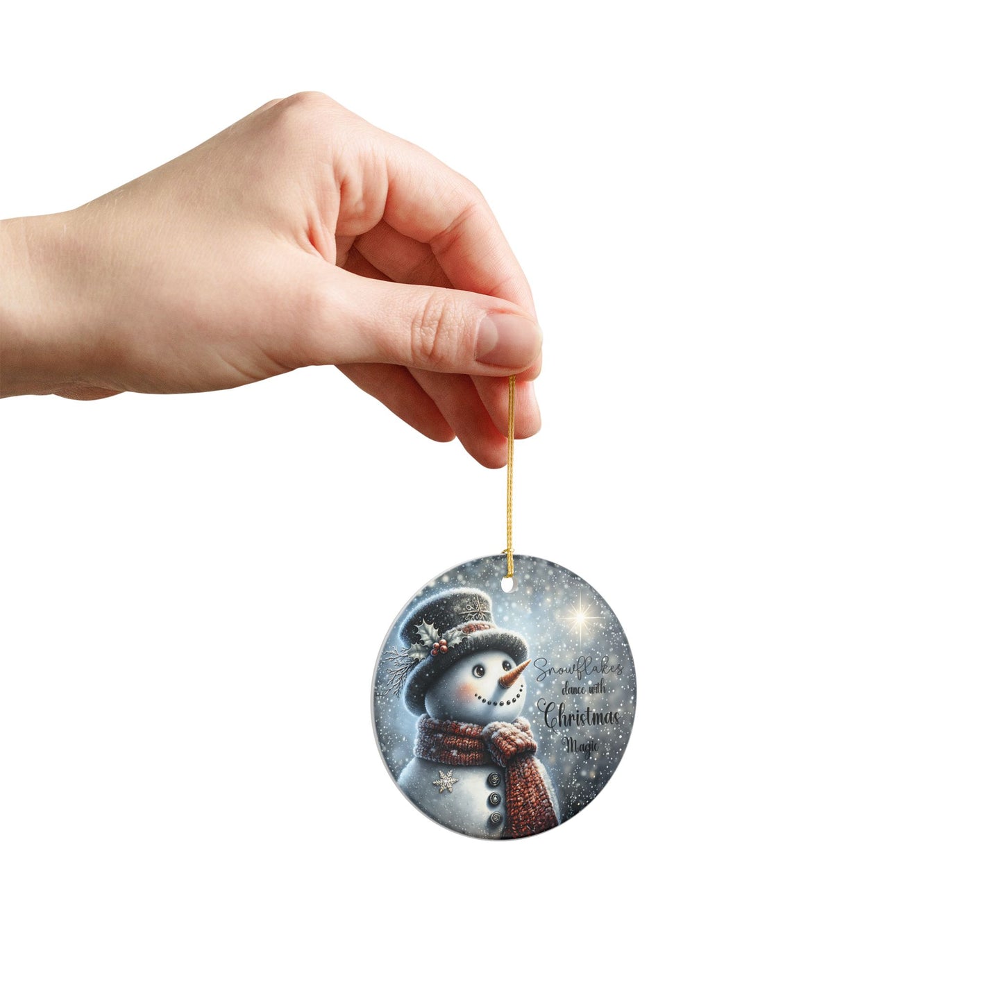 Snowflakes Dance With Christmas Magic Ornament, Snowman Holiday Keepsake