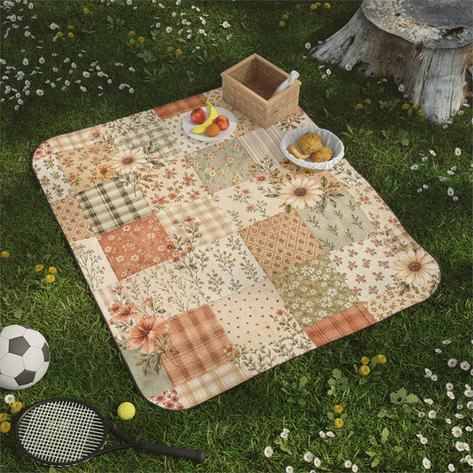 Cottagecore Wildflower Patchwork Picnic Blanket