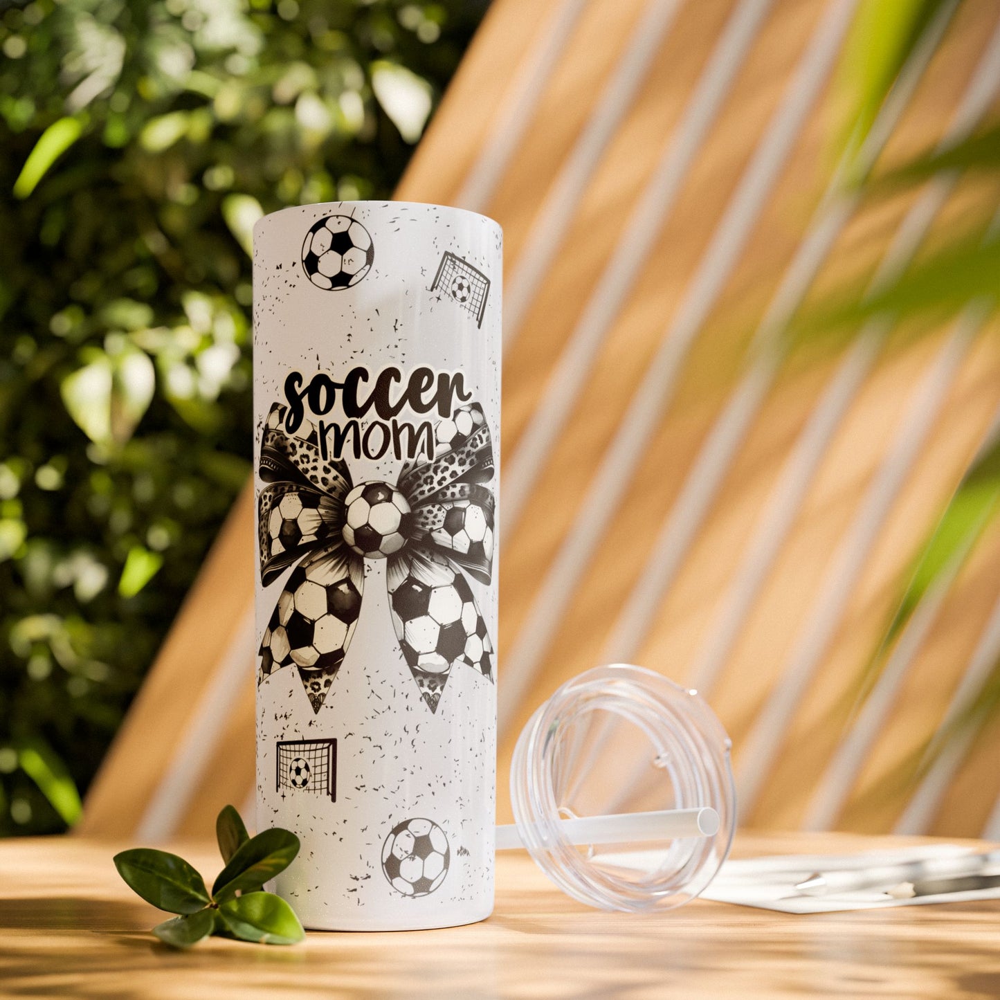Soccer Mom Tumbler – Leopard Print Coquette Bow & Soccer Ball Design