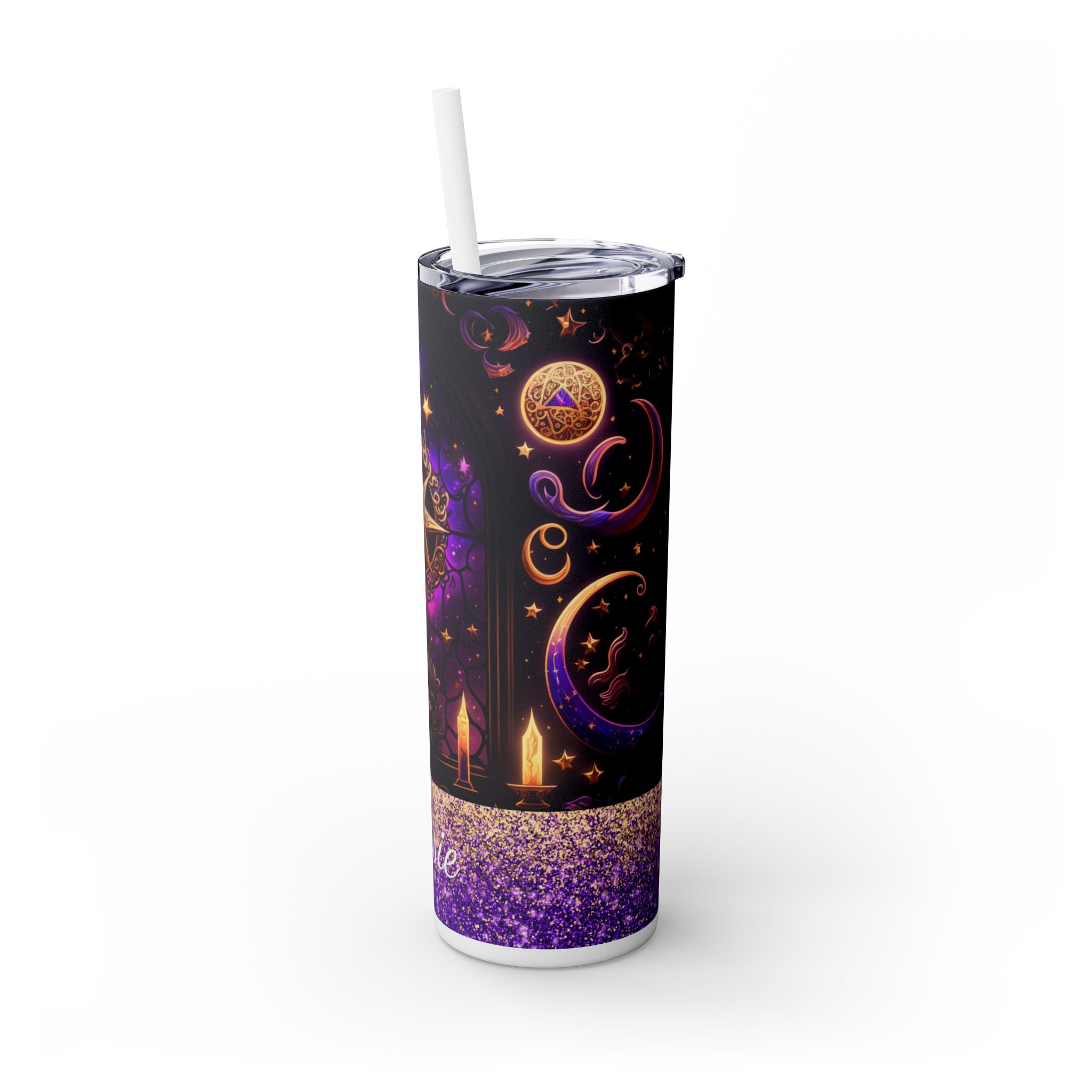 Stained Glass Witchy Vibe Tumbler – 20 oz Mystical Moonlight Skinny Cup