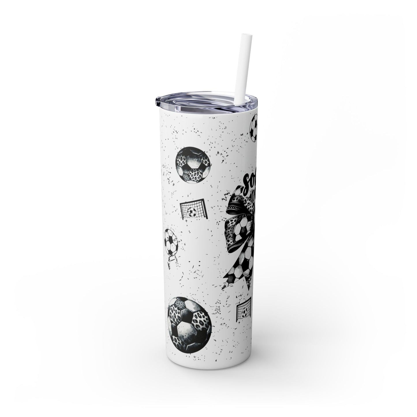 Soccer Mom Tumbler – Leopard Print Coquette Bow & Soccer Ball Design