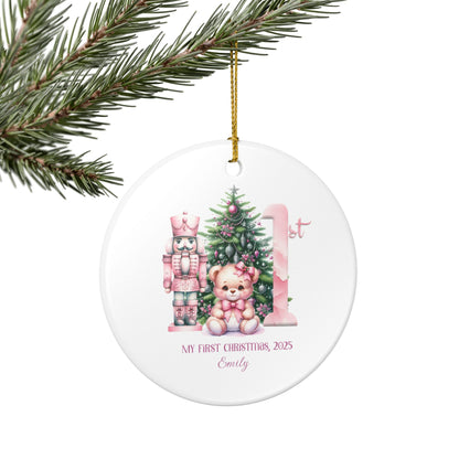 Personalized Baby's 1st Christmas Ornament, Baby Girl Christmas Ornament, Nutcracker Theme, Holiday Keepsake