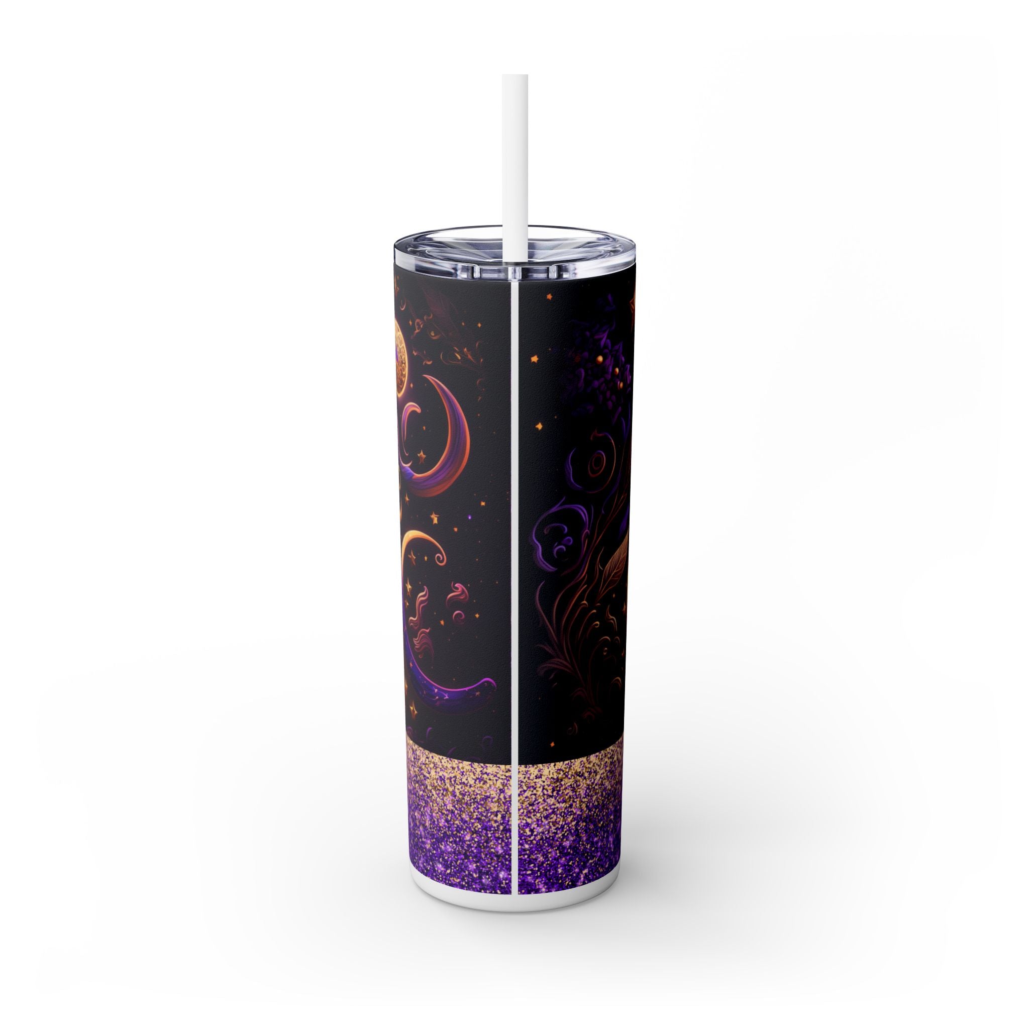 Stained Glass Witchy Vibe Tumbler – 20 oz Mystical Moonlight Skinny Cup