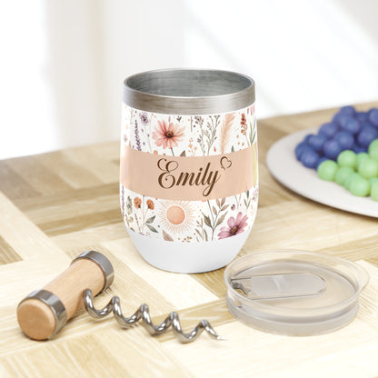 Personalized Boho Wildflower Wine Tumbler