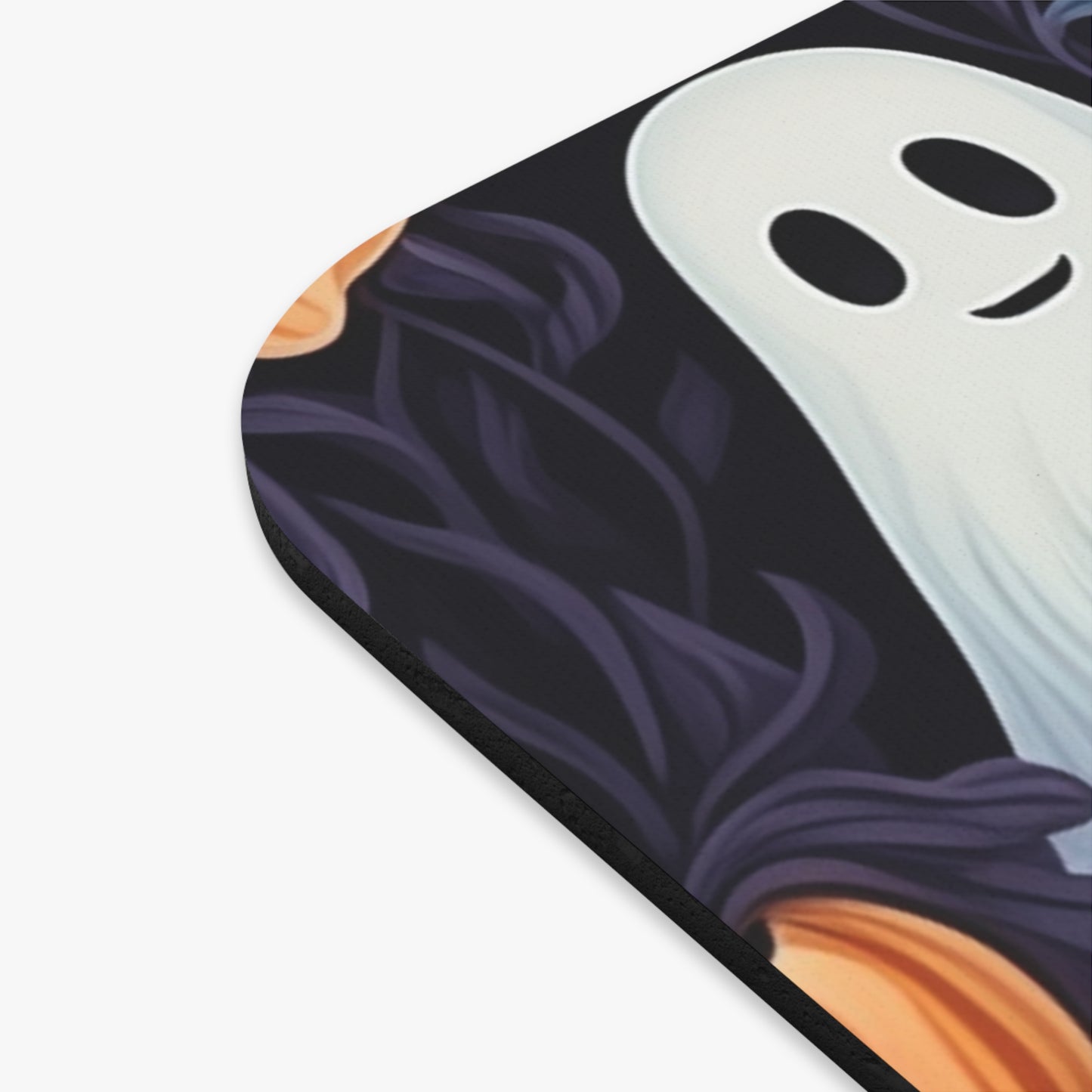 Spooky Cute Ghost & Floral Mouse Pad, Halloween Desk Accessory