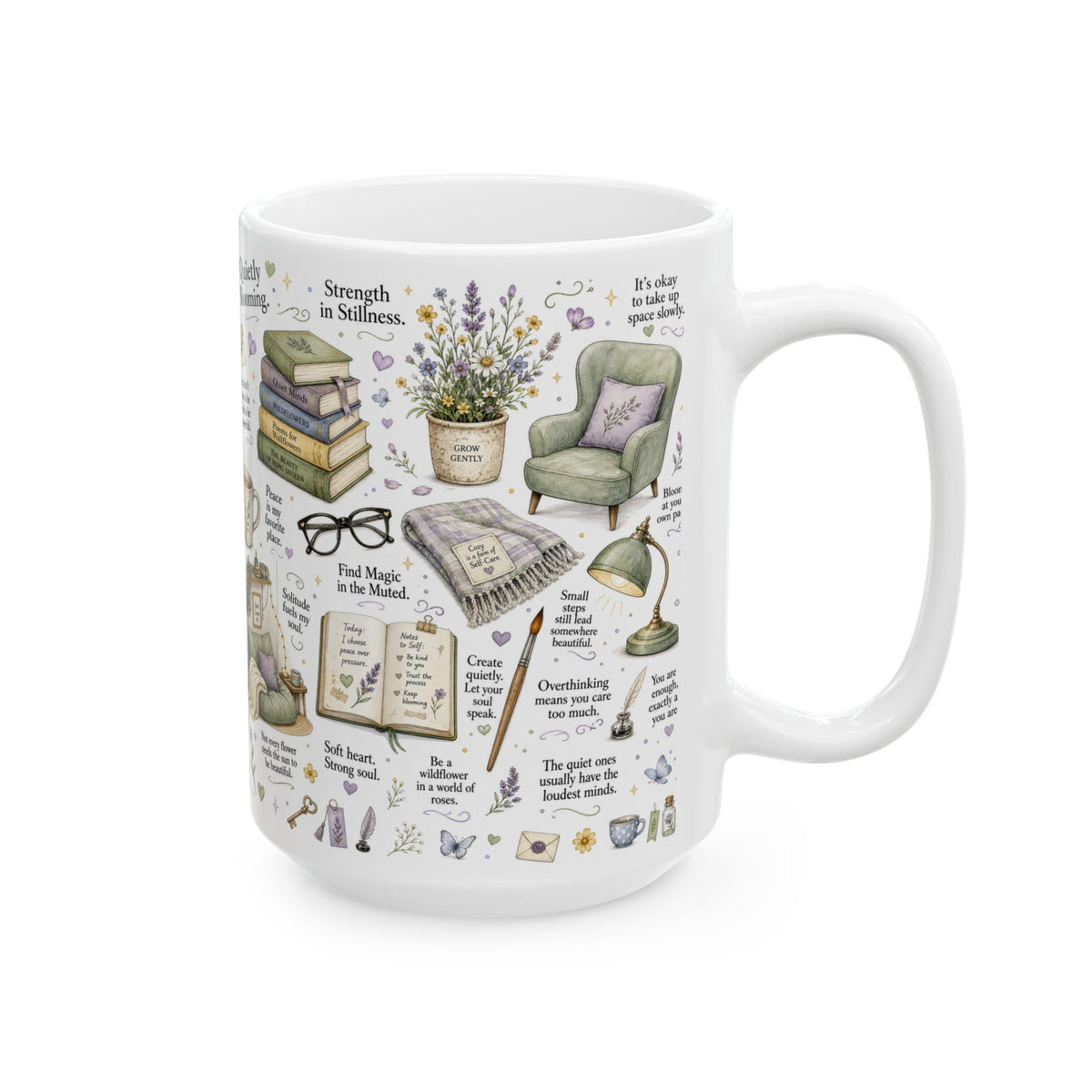 Quietly Blooming Mug, Introvert Self-Care & Slow Living Design