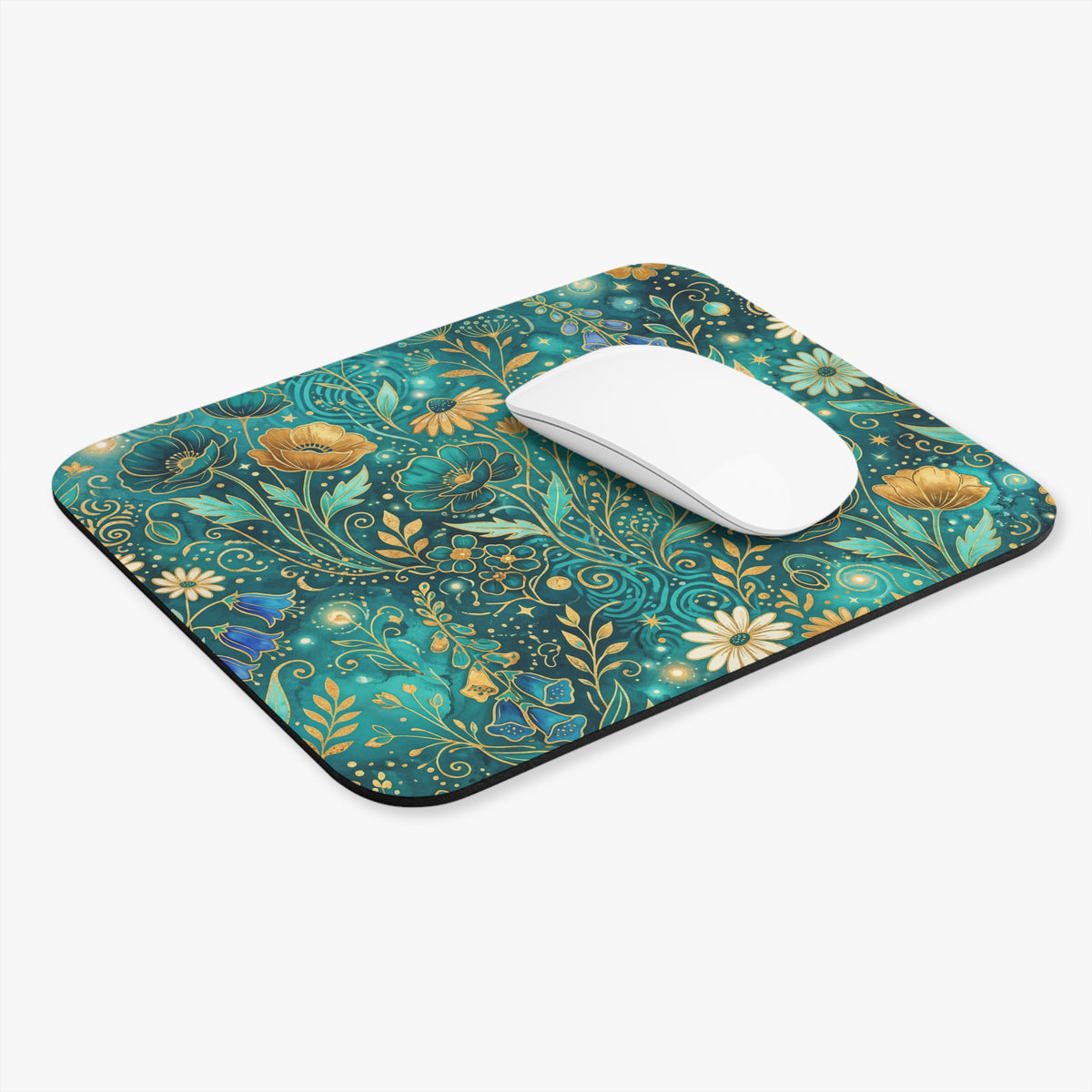 Enchanted Teal Wildflower Mouse Pad