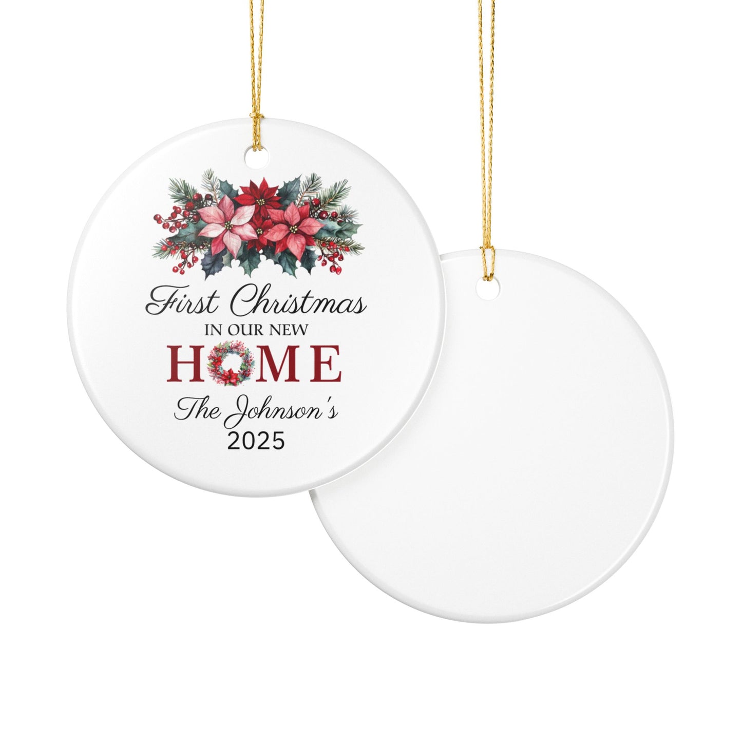 Personalized First Home Christmas Ornament, Gift for New Homeowners, Family Keepsake