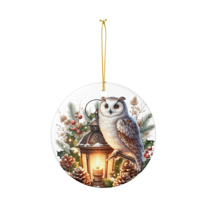 Winter Owl Lantern Ornament, Woodland Christmas Decoration