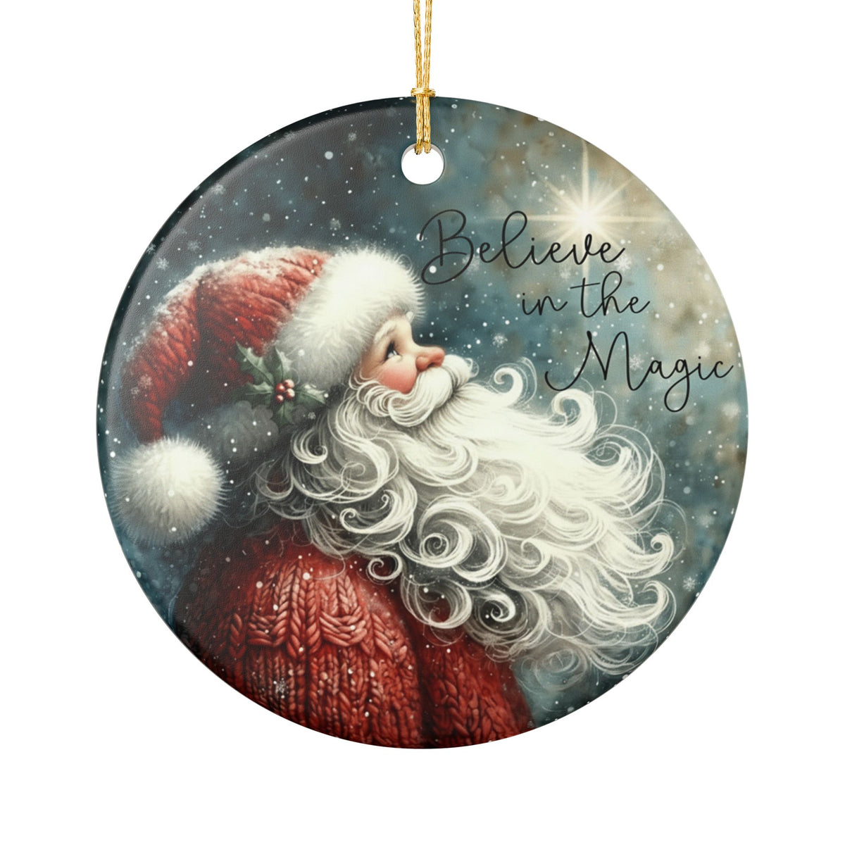 Believe in the Magic Santa Ornament, Vintage Christmas Keepsake
