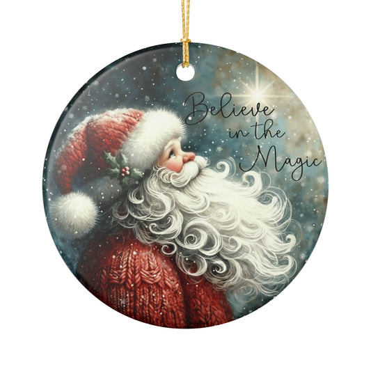 Believe in the Magic Santa Ornament, Vintage Christmas Keepsake