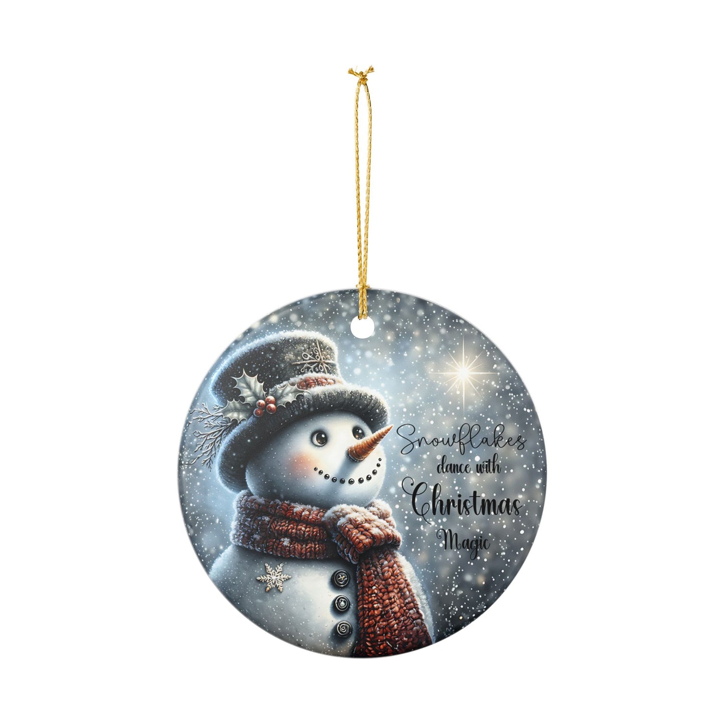 Snowflakes Dance With Christmas Magic Ornament, Snowman Holiday Keepsake